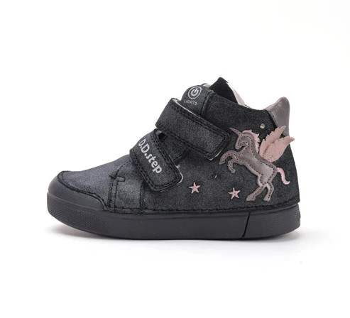 D.D.STEP Ghete fetiță până la gleznă 28 cu unicorni și LED