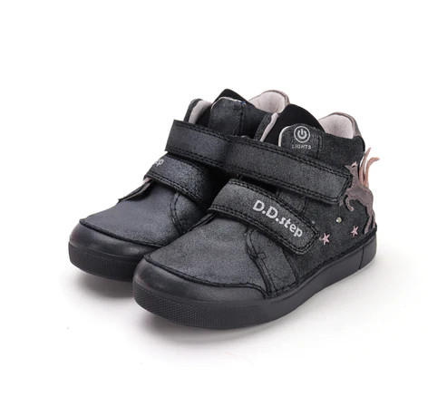 D.D.STEP Ghete pentru fată, până la gleznă, mărimea 29, cu unicorni și LED-uri albastre