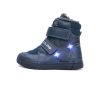 D.D.STEP Ghete îmblănite băieți 30 cu LED, bleumarin