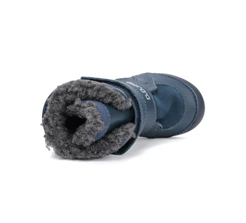 D.D.STEP Ghete îmblănite băieți 30 cu LED, bleumarin